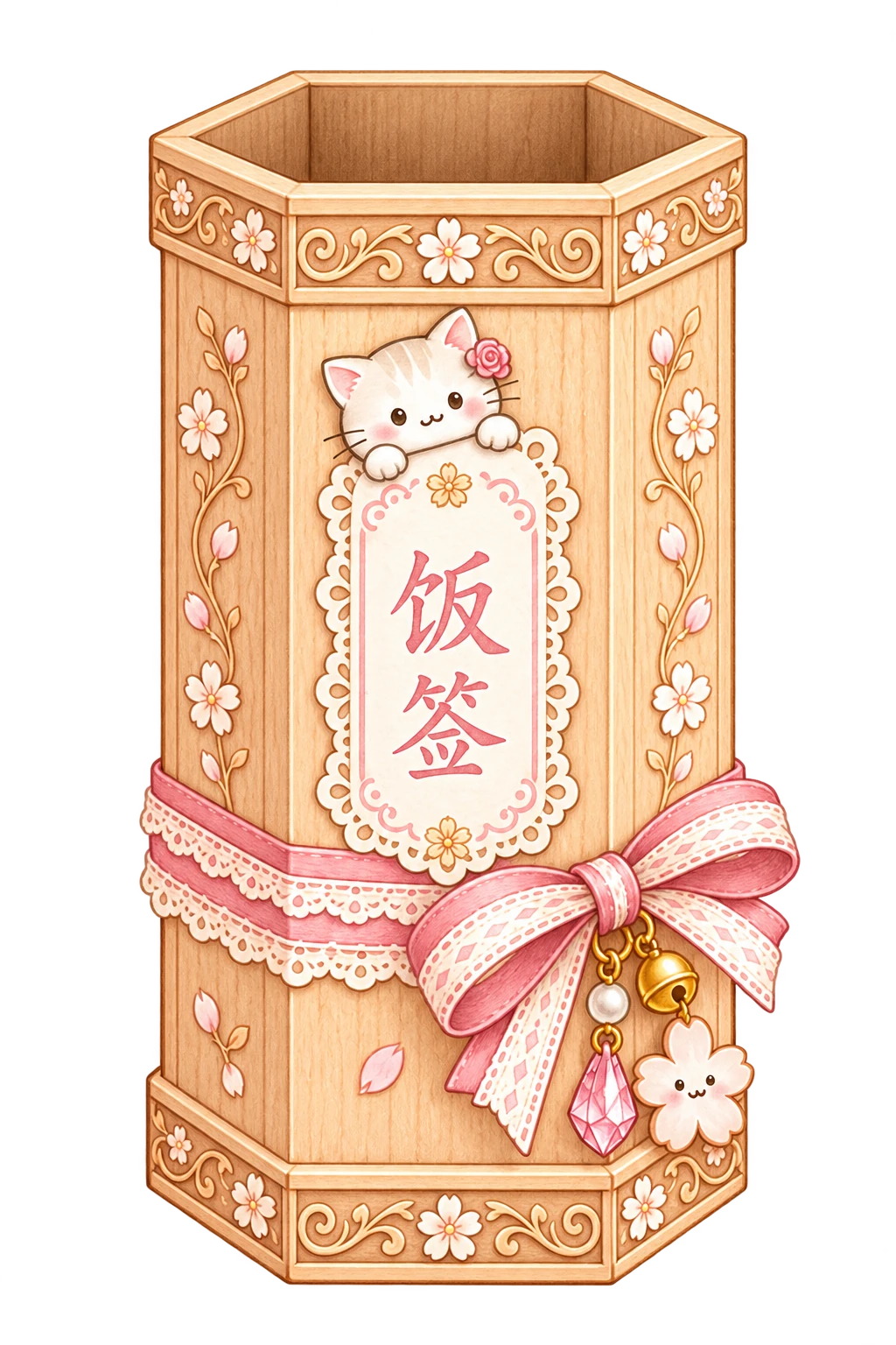 雕花饭签木筒